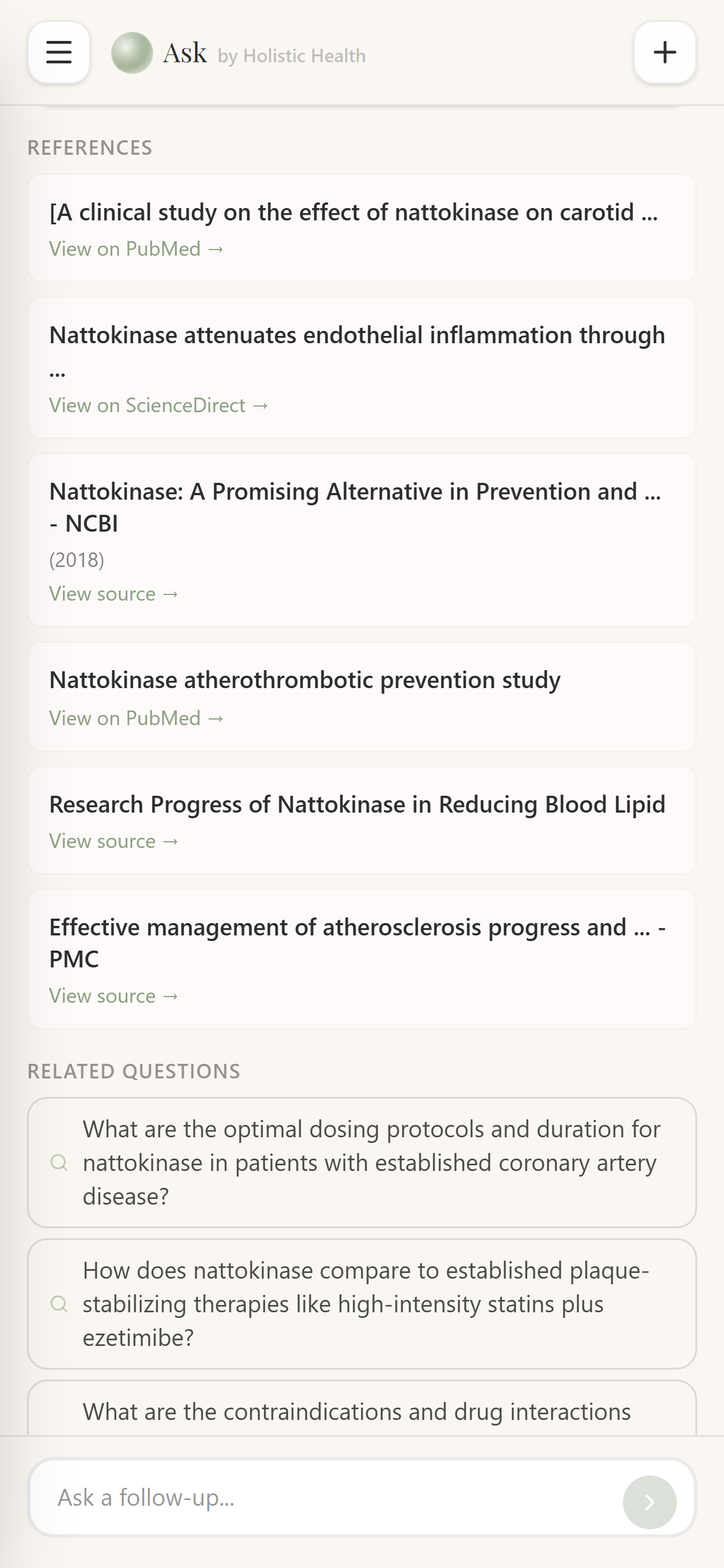Ask — PubMed references and follow-up questions